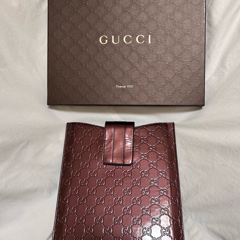 Authentic Gucci Burgundy Embossed Ipad Air/Mini/Tablet Case